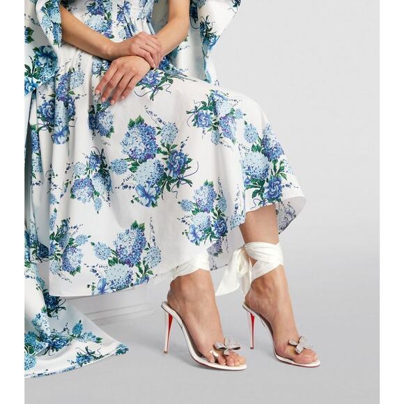 Christian Louboutin Astrinodo 100 Ivory PVC Bow Lace Up Tie Sandal Heel Pump 37 - Picture 4 of 16